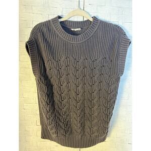 Packed women’s sweater vest, gray cable Knit organic cotton heritage piece ￼￼